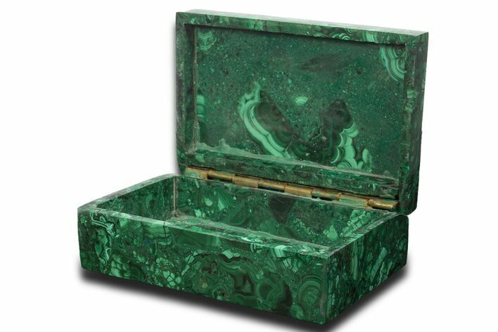 Flowery, Hinged Malachite Jewelry Box - DR Congo #335802